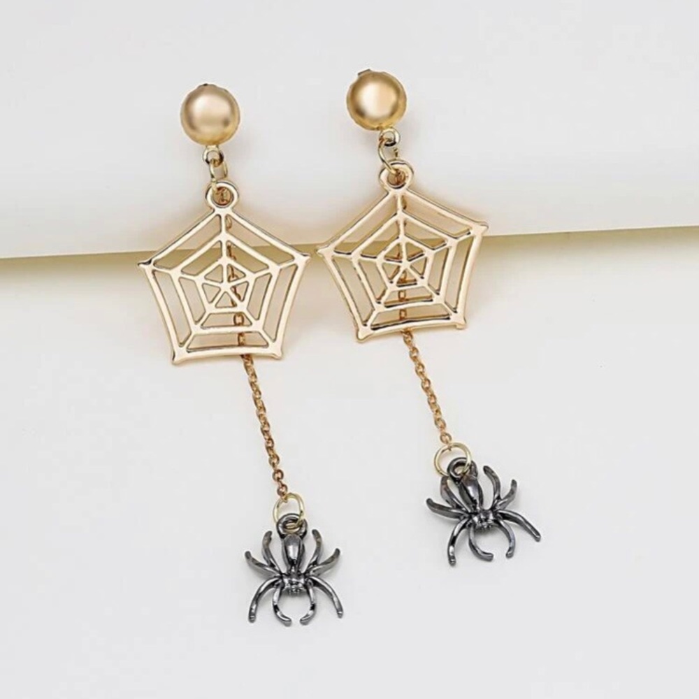 Gold & Silver Spider Web Earrings